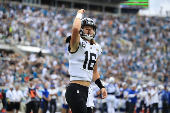 Trevor Lawrence completed 25 of 30 passes for Jacksonville in its 24-0 win over the Indianapolis Colts last Sunday. (USA TODAY Sports)